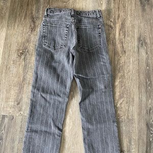 TopShop black and white striped denim ankle length pants fits size 0-2.